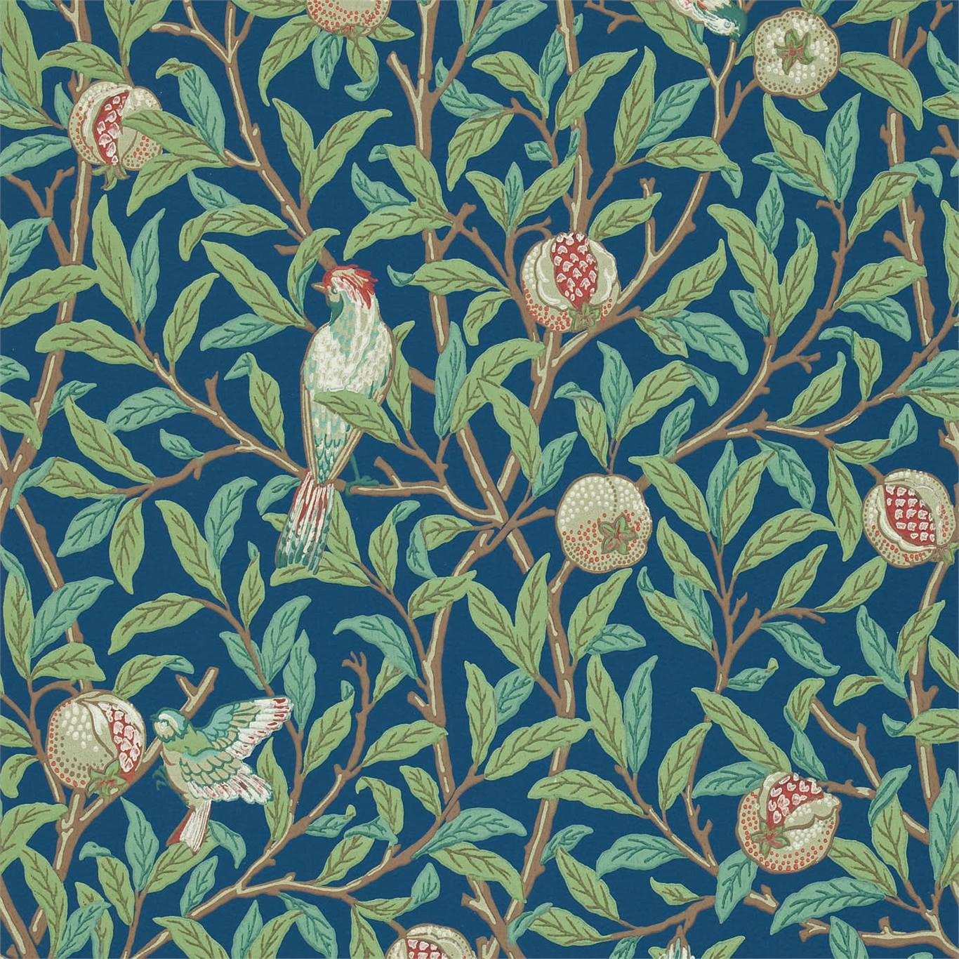 Birds & Pomegranate - Blue/Sage - Outlet
