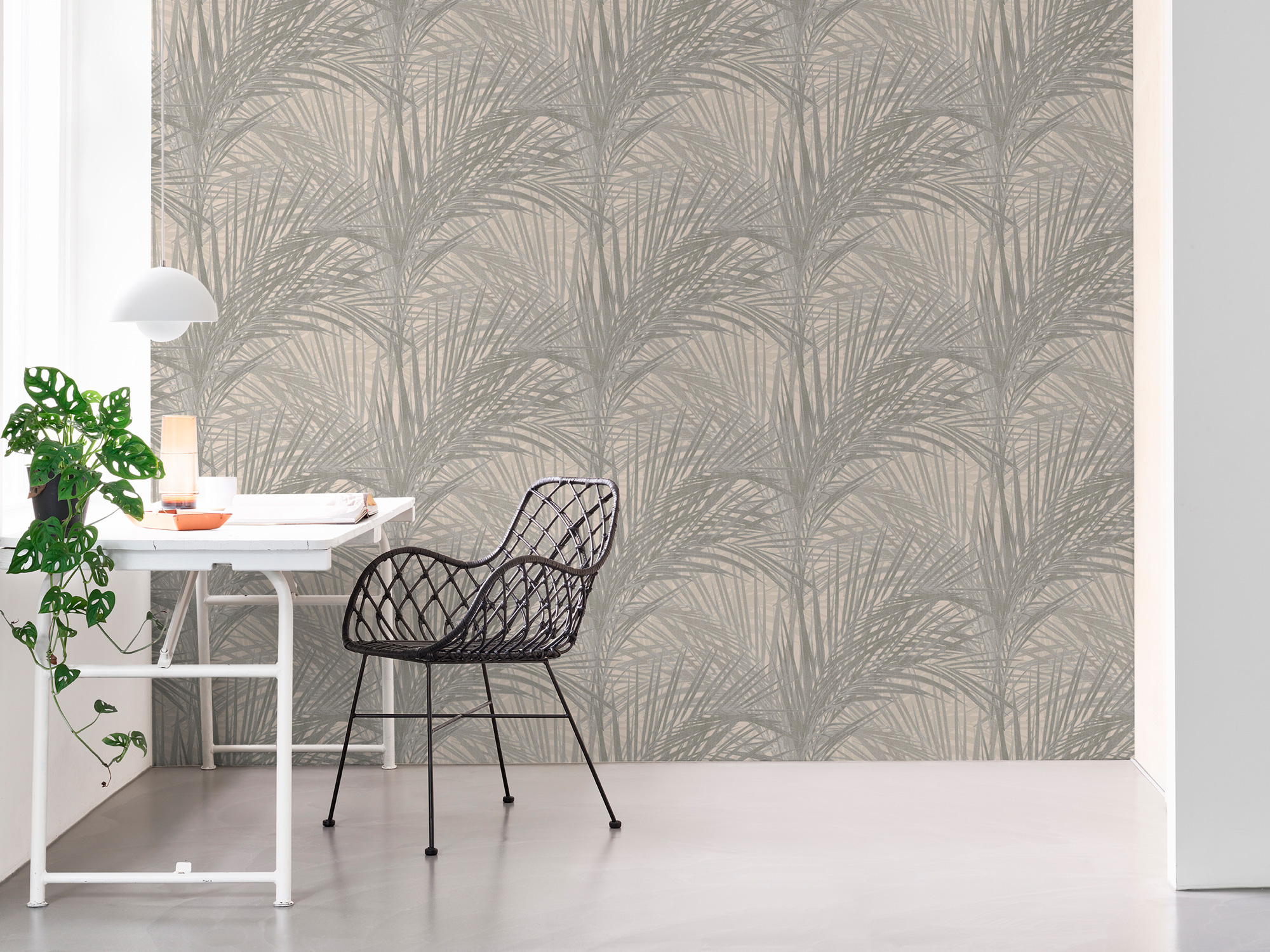 Palm Lust - Light Taupe/Green