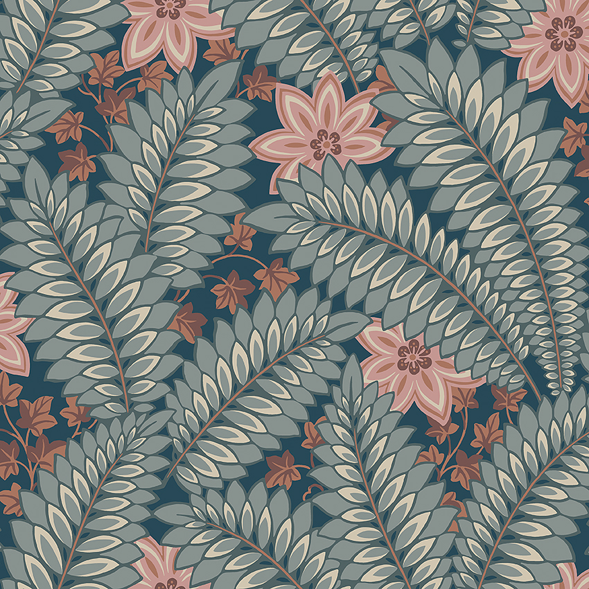 Hidden Ivy - Blue & Rose