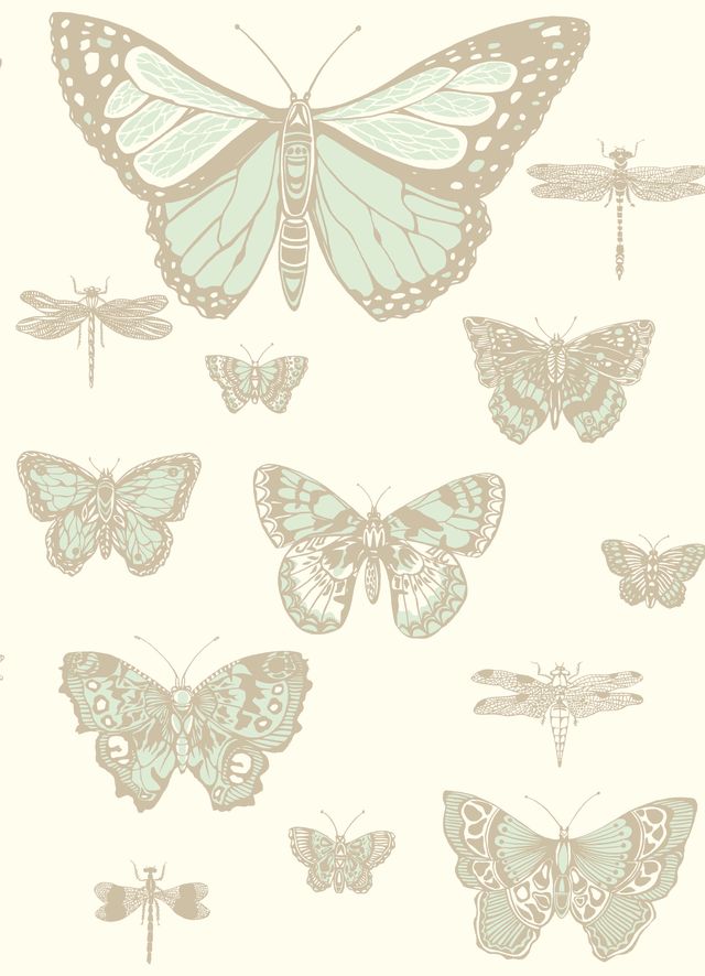 Butterflies & Dragonflies metallic and pale green