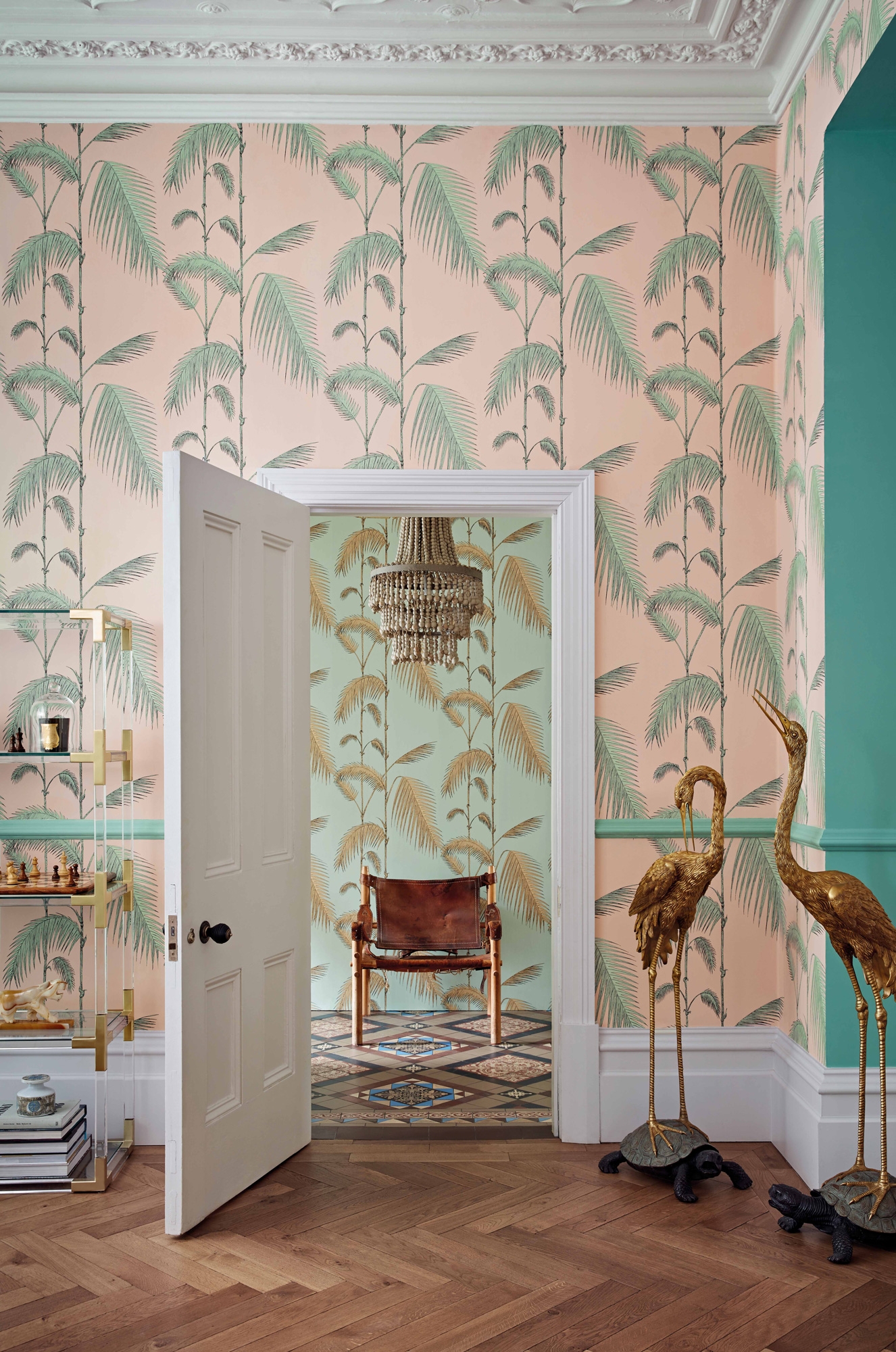 Palm Leaves - Alabaster Pink & Mint - Outlet