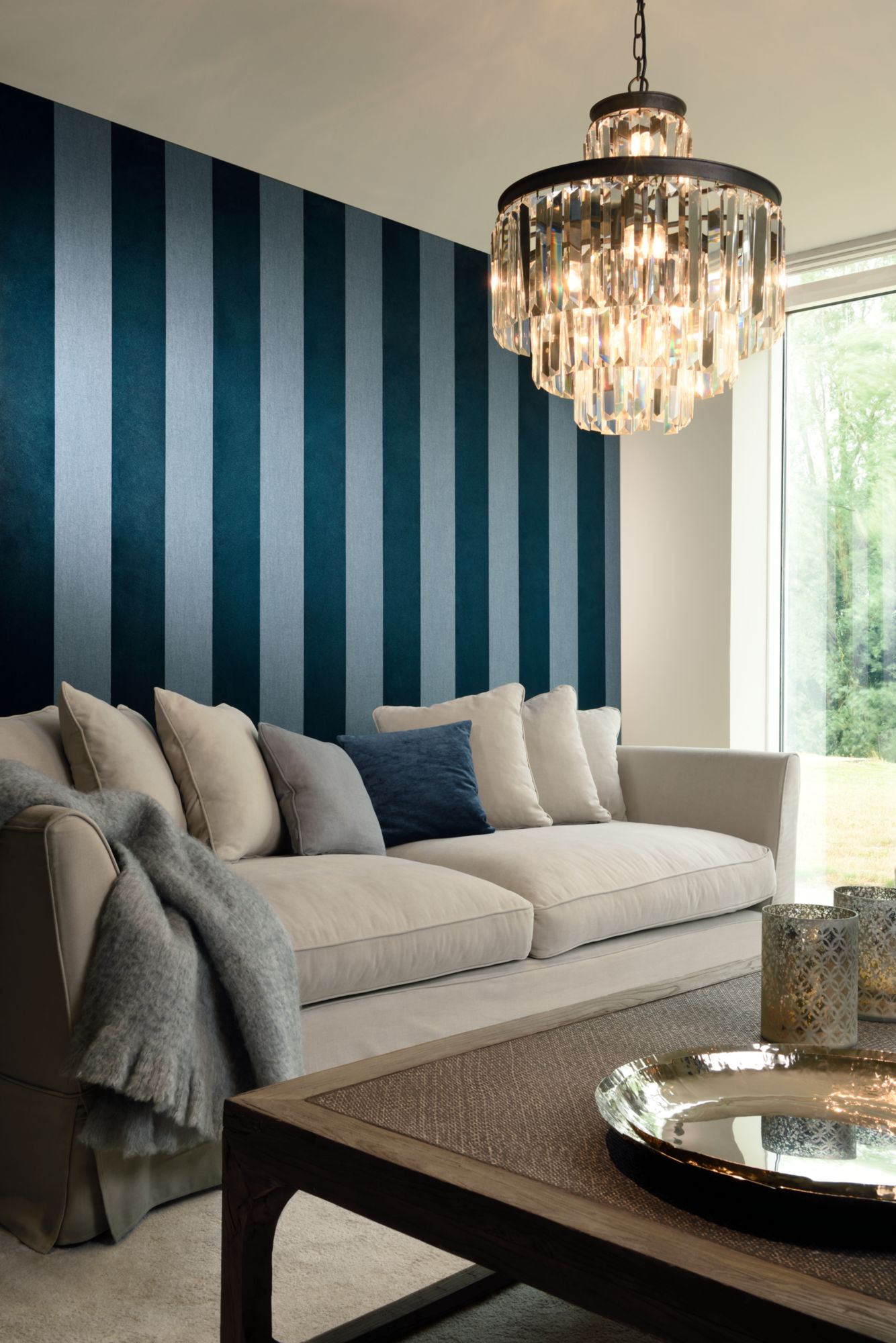 Stripe Velvet and Lin Midnight Blue