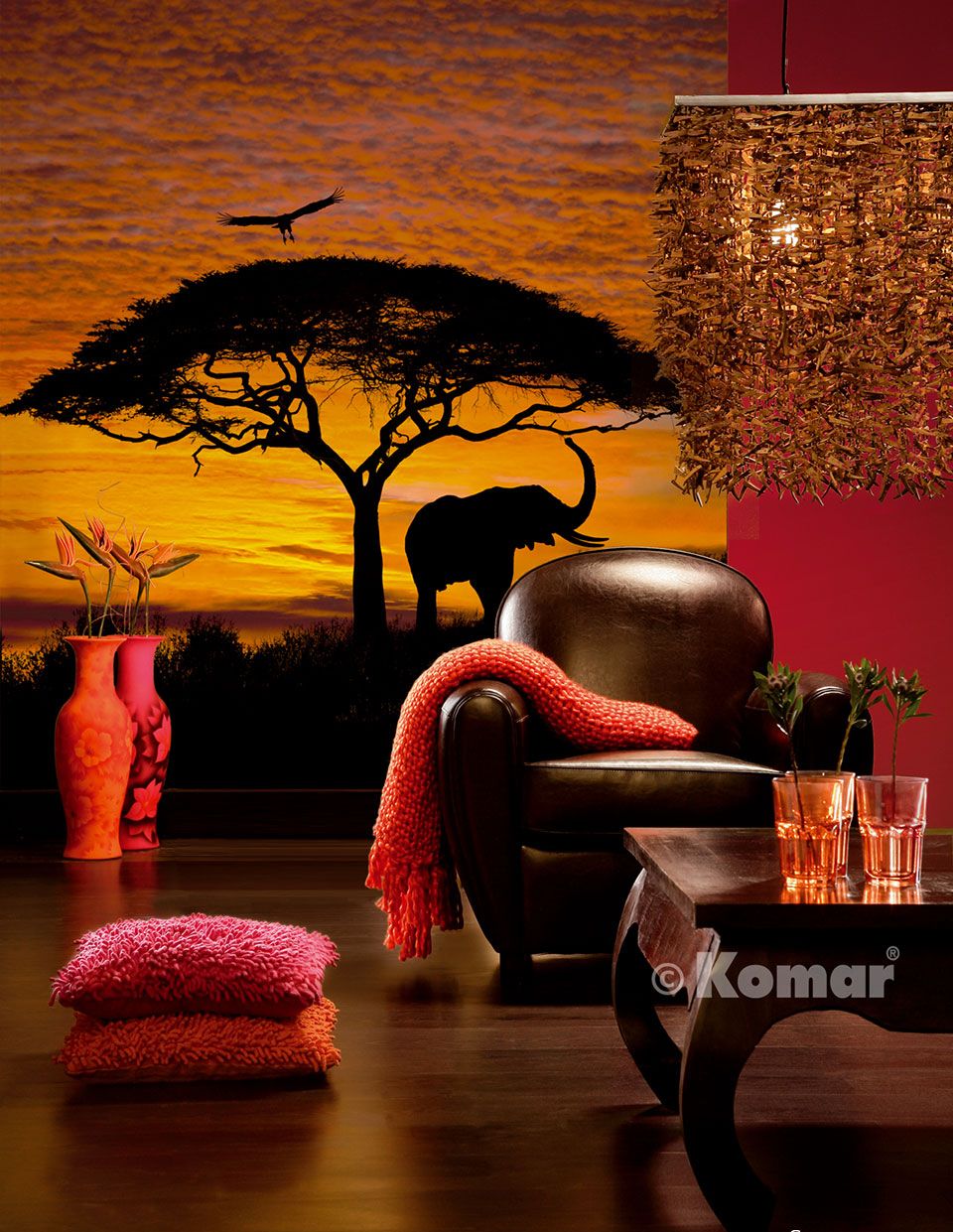 Se African sunset 304-501 - Fototapet savanne hos Picment.dk