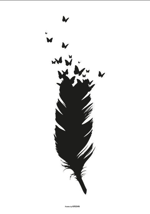 Billede af Feathers with Butterflies-A3