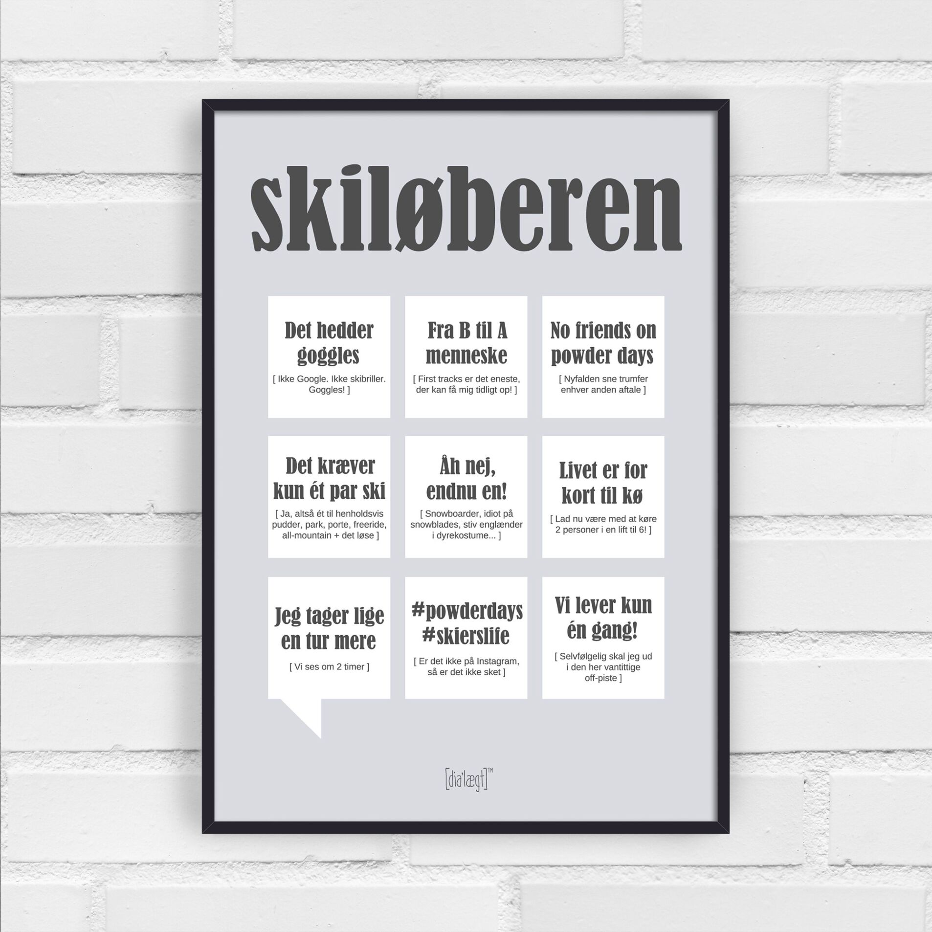 Skiløberen - Grafisk og humoristisk plakat danske