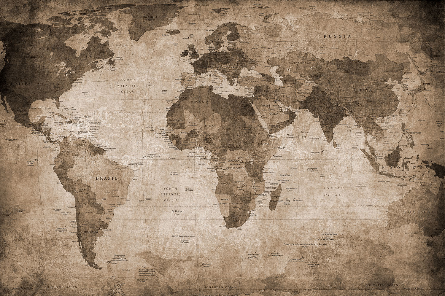 Billede af World Map - Brown